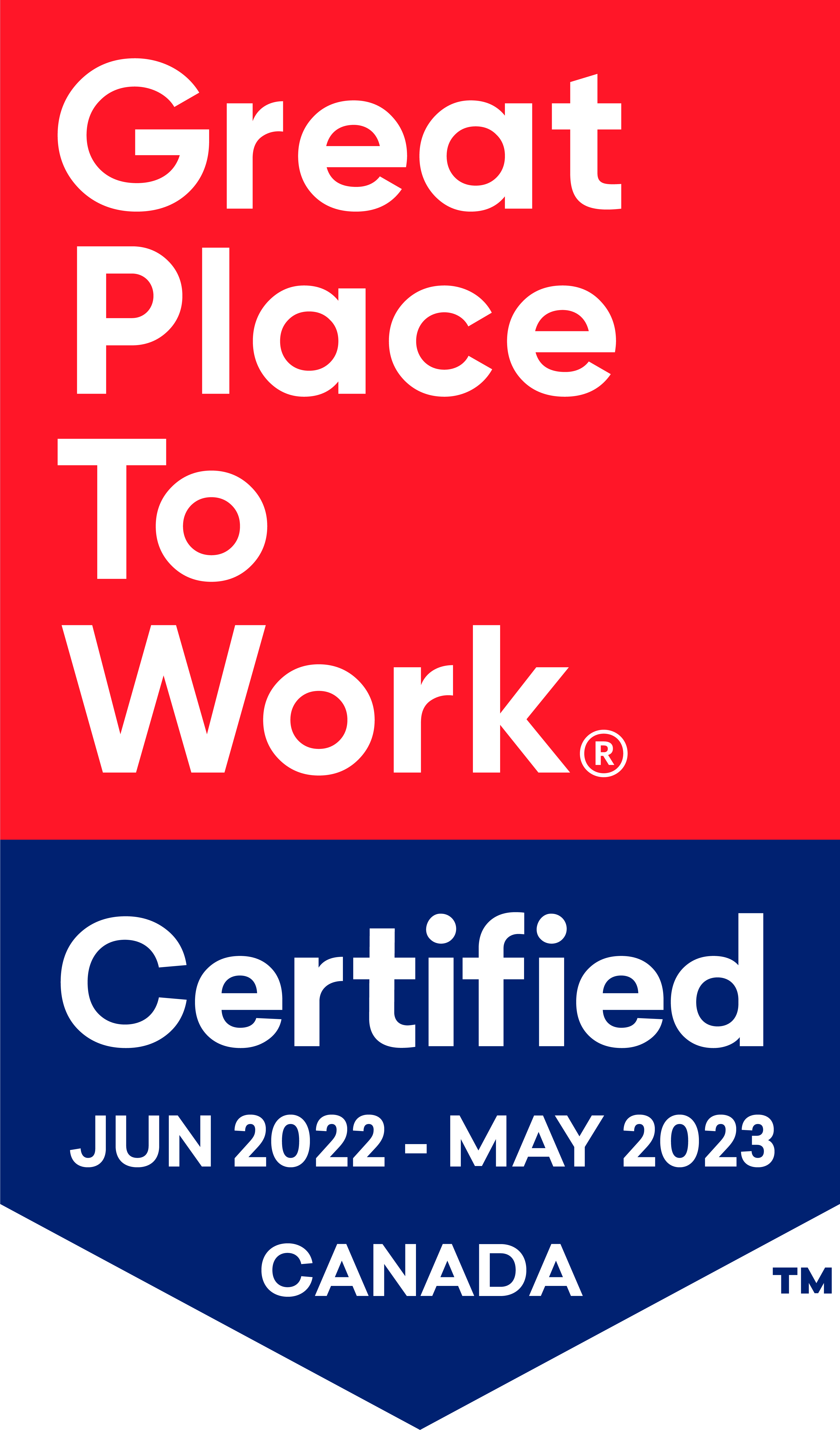 Great Place To Work Certified June 2022 - May 2023 Canada